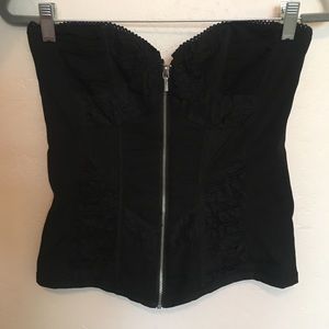 Bebe black lace, zipup bustier top